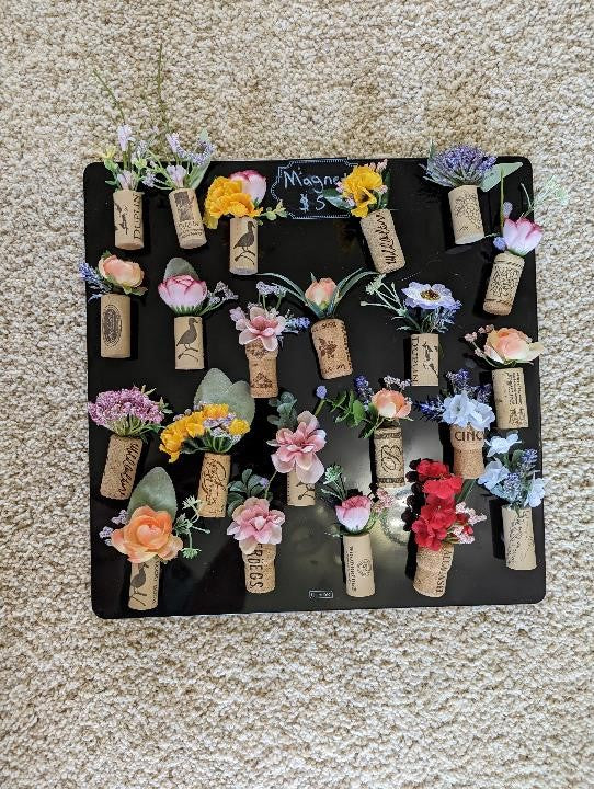 Cork Flower Magnets