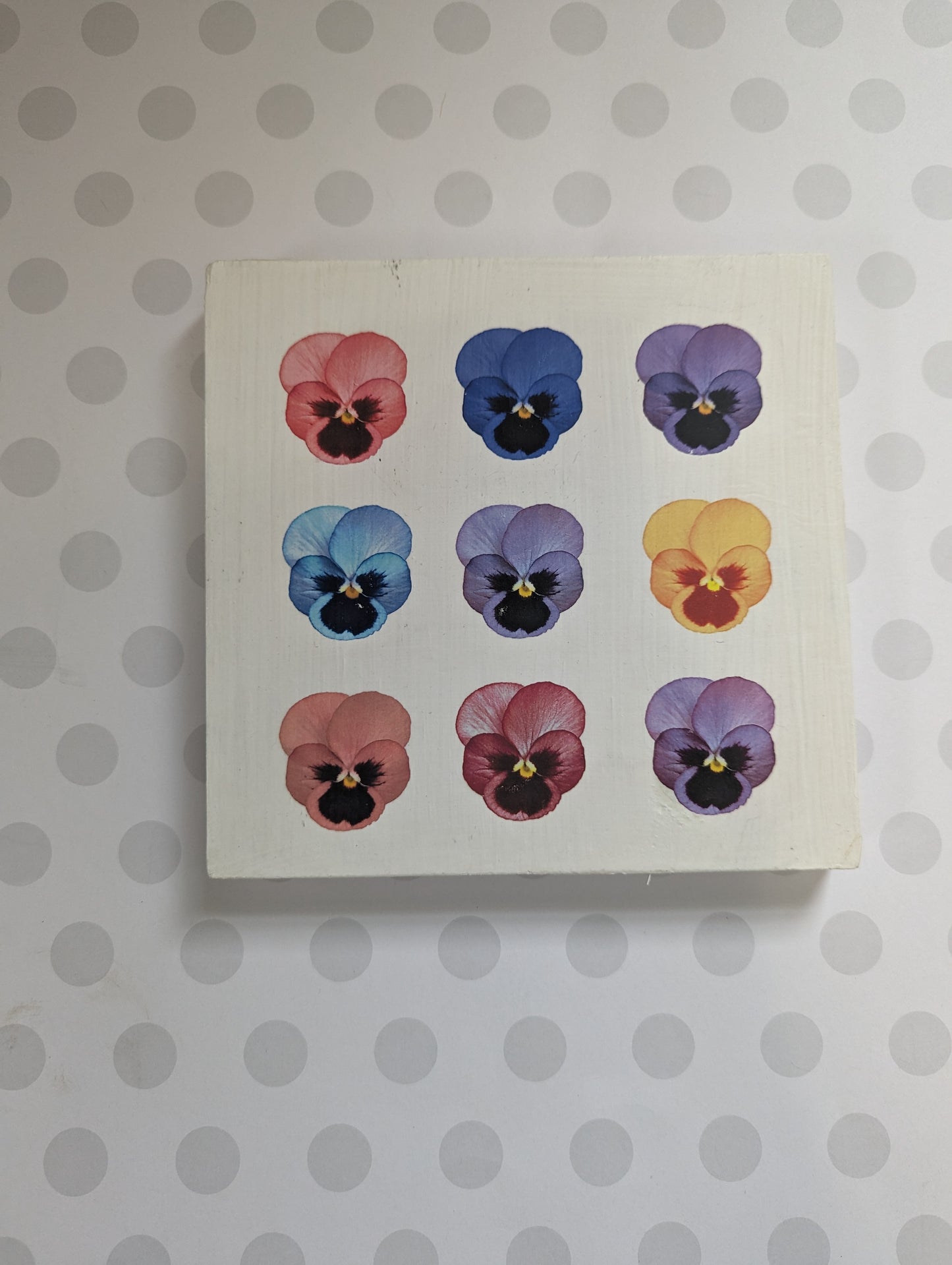 Wooden Wall Sign - Pansies
