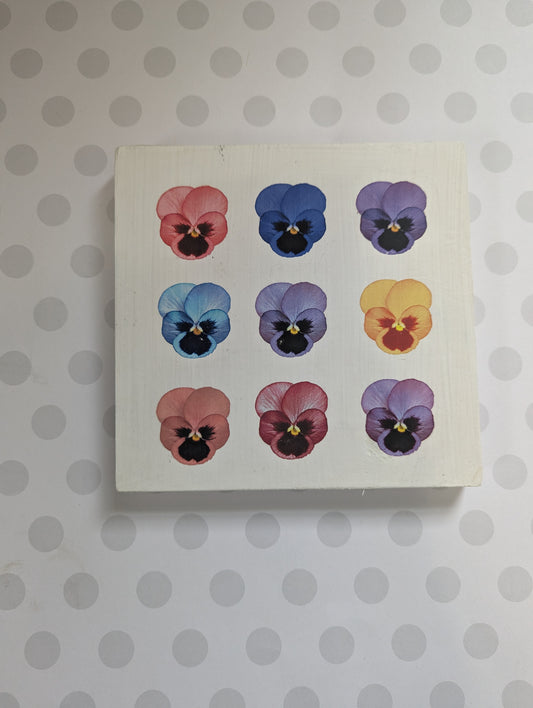 Wooden Wall Sign - Pansies