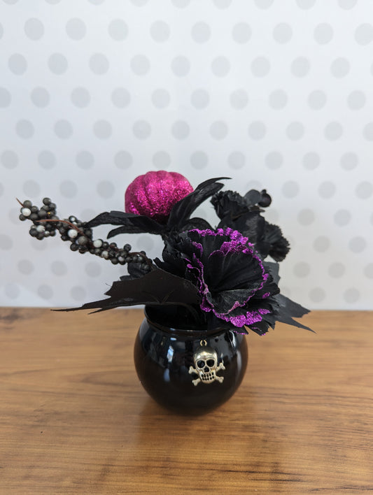 Halloween Flower Arrangements - Black cauldrons