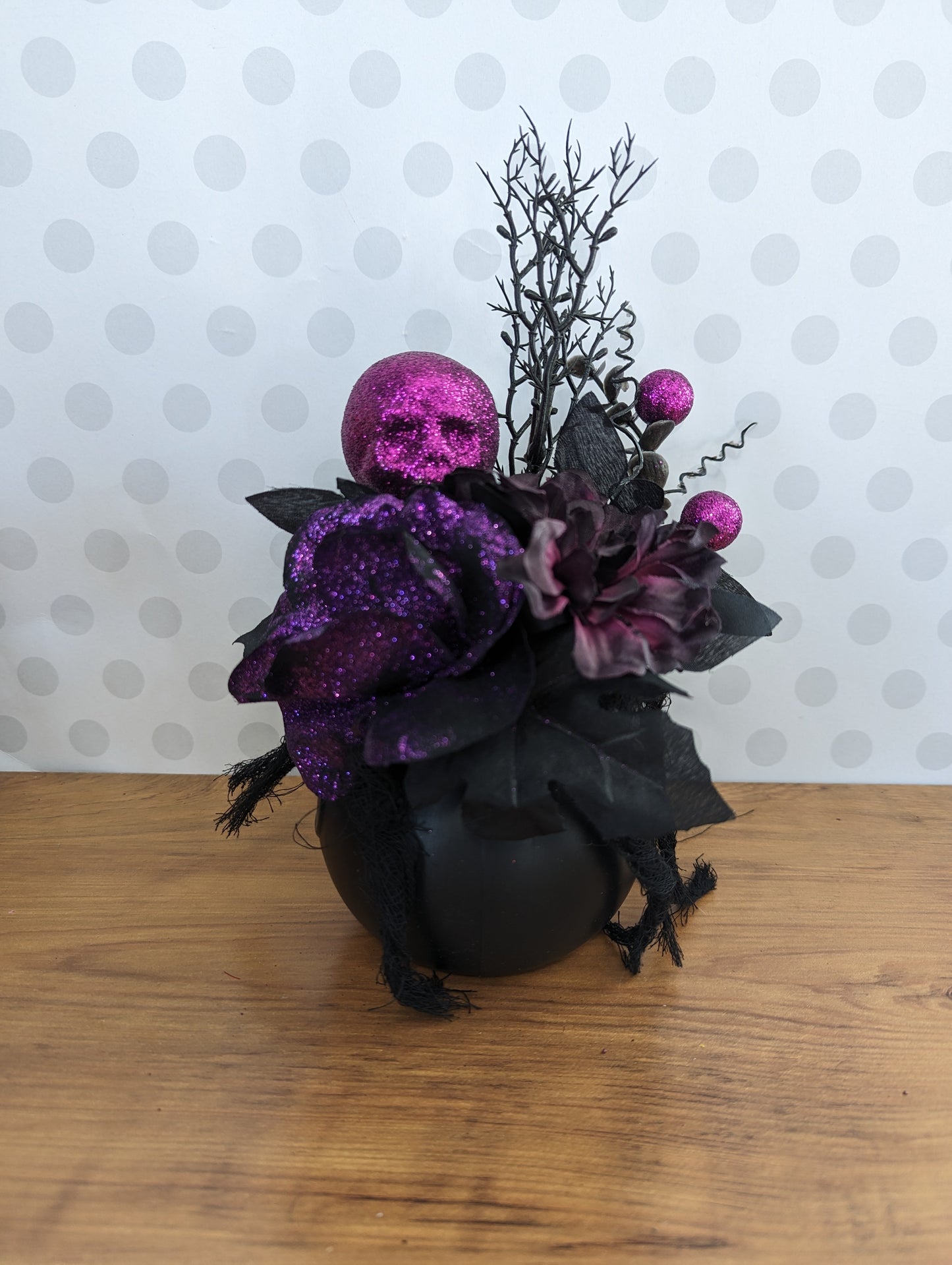 Halloween Flower Arrangements - Black cauldrons